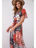 Rochie maxi wrap cu curea, portocaliu FG646 - Magazin online - Boutique